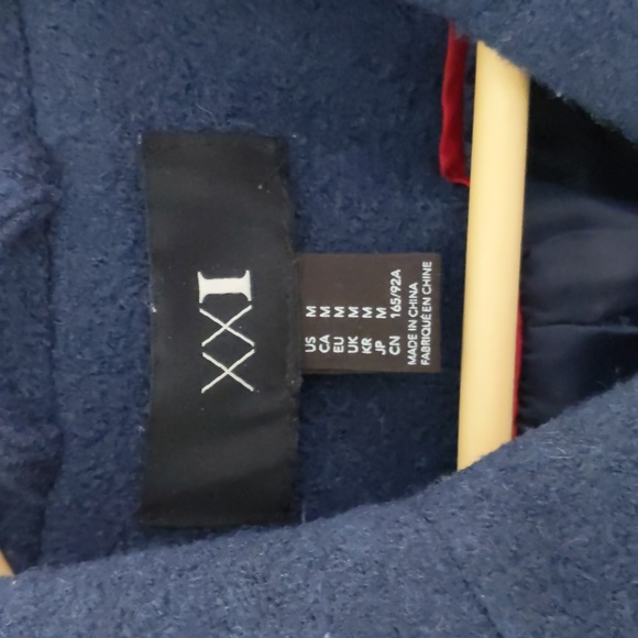 Blue Wool Blenld Short Jacket, Dark Blue Color, Double Breasted Style, Size M - Picture 2 of 7